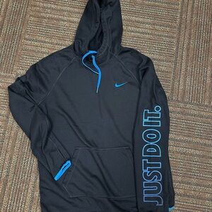 Nike Dri-FIT Black Hoodie with Blue Logo